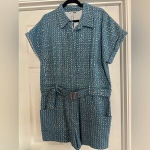 Fashion Nova Sparkling Denim Jumpsuit